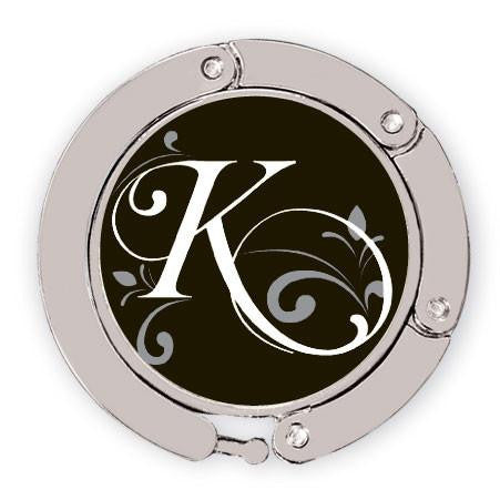 Flourished K initial for luxe link purse hook
